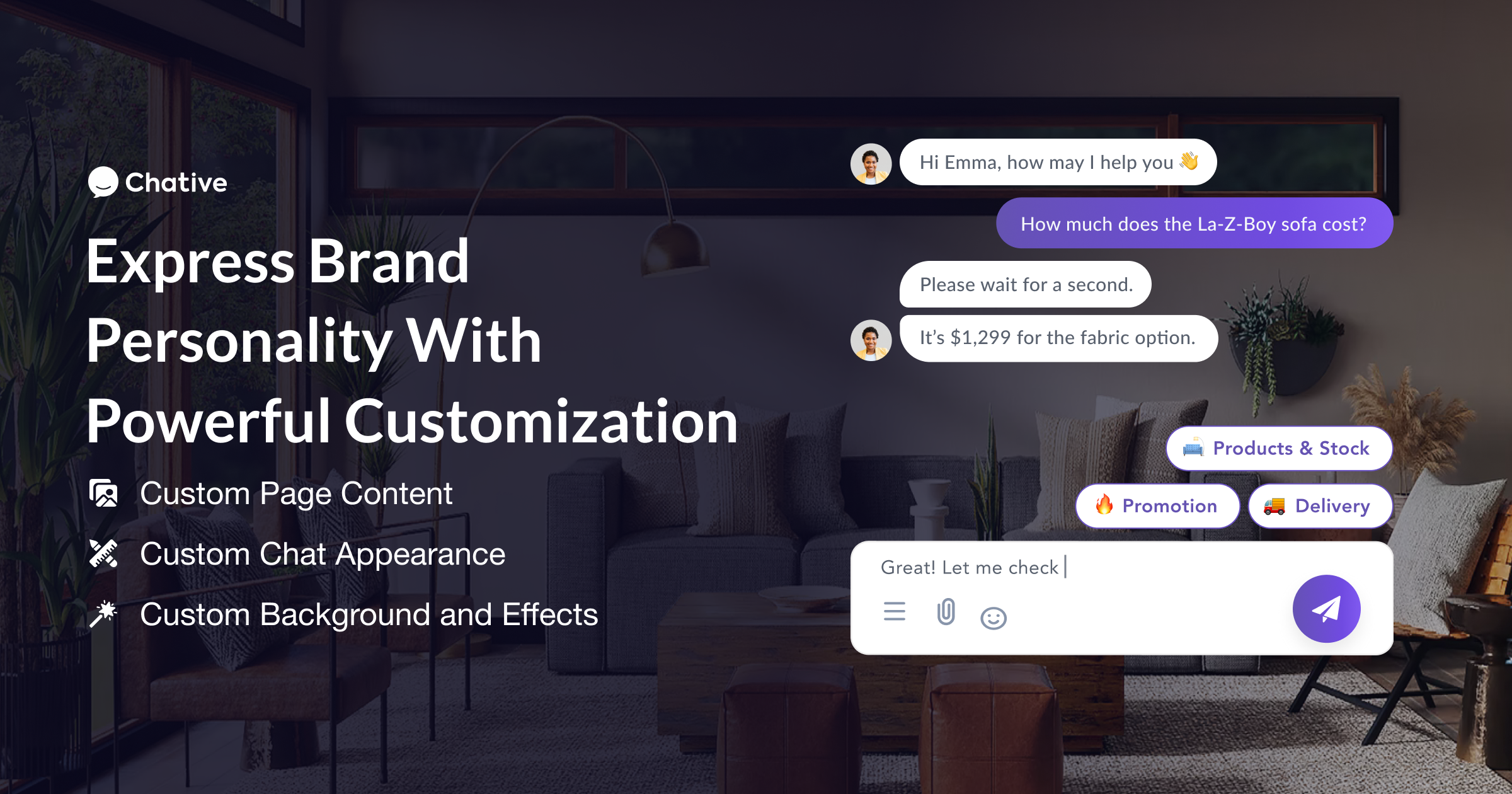 With Chative.IO, you can integrate a customizable live chat into your website. This enables real-time engagement with your website visitors, offering instant assistance and support.