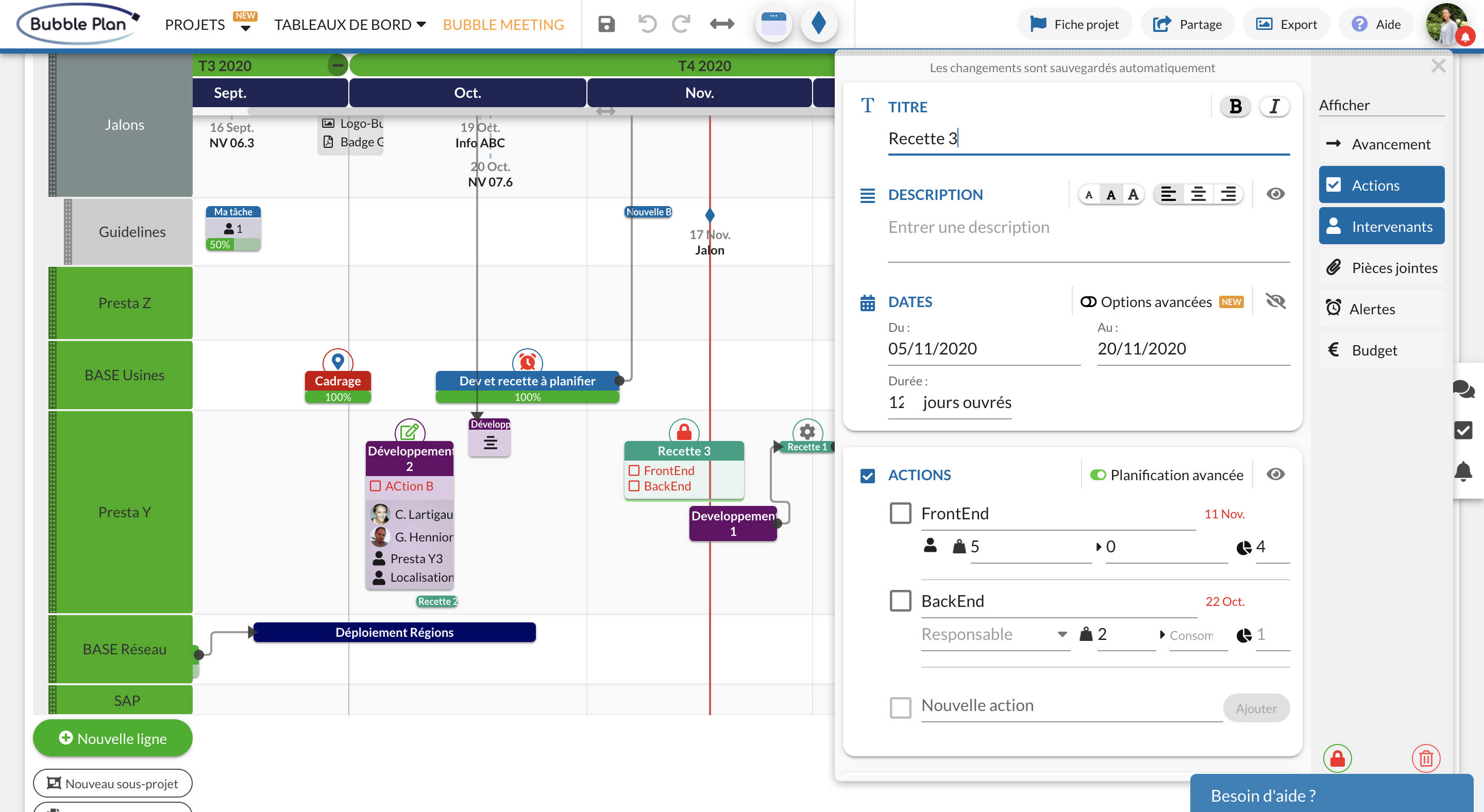 Bubble Plan Software - Project Management Features