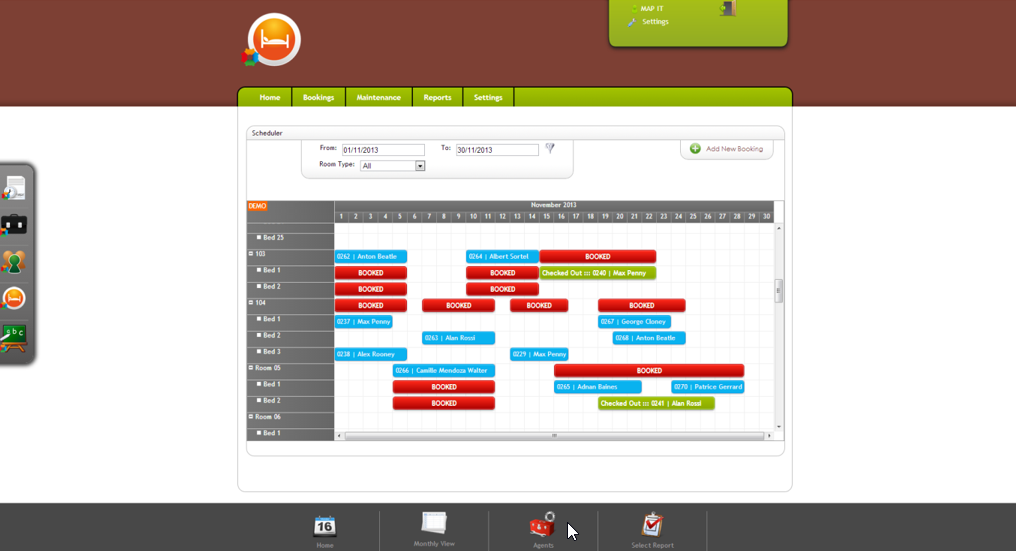 MAP.BOOK screenshot: MAP.BOOK bookings