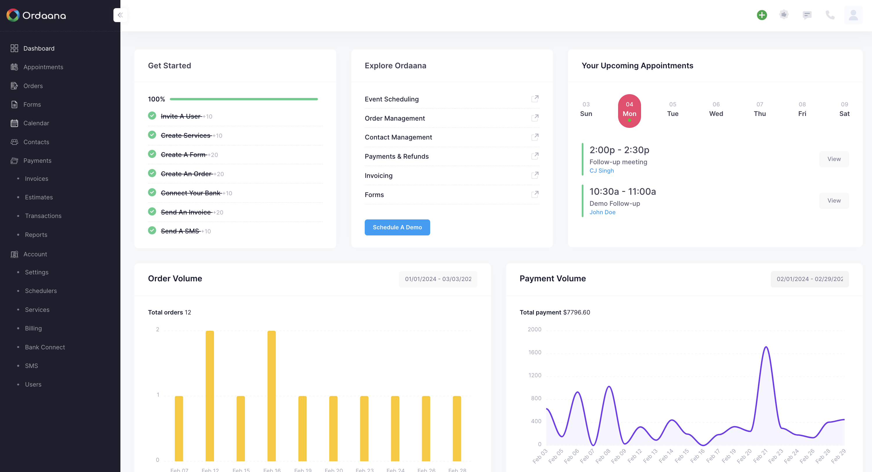 Ordaana screenshot: Dashboard