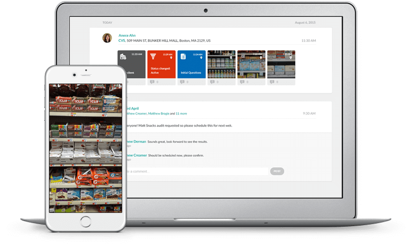 View a feed of all the work that's happening in the field, including photos, forms, and audits. Filter by rep, customer, date, and more.