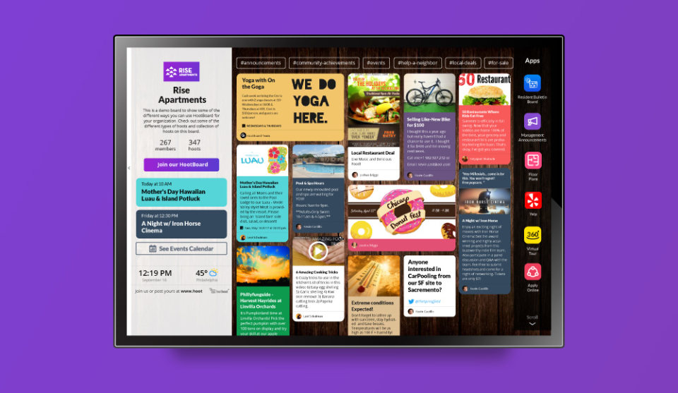 With HootBoard, simply post content, configure apps and deploy, with no custom development needed
