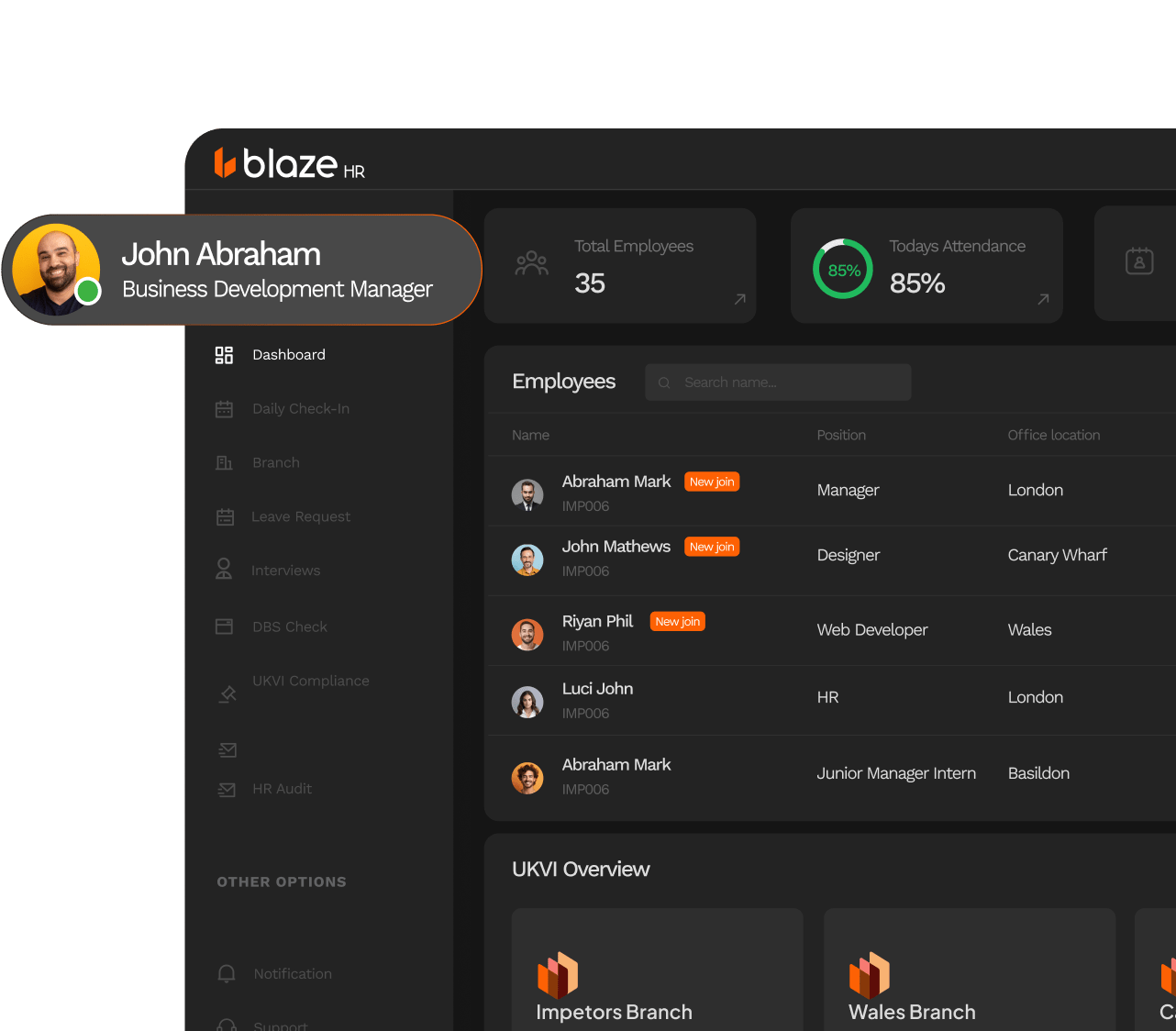 Blaze HR screenshot: Blaze HR employees