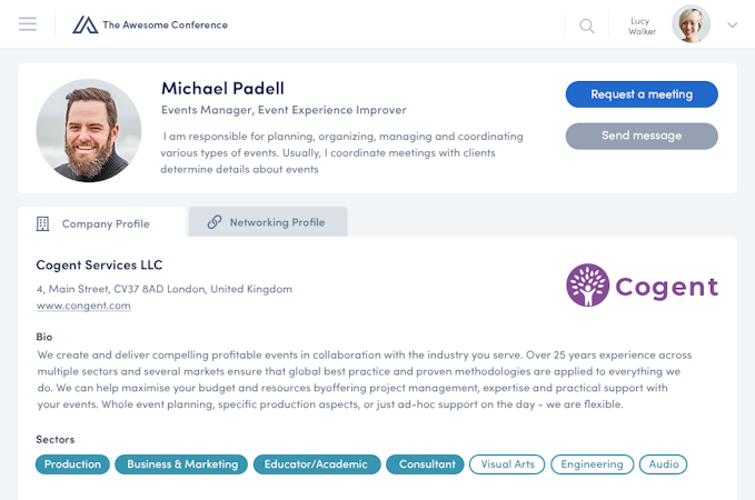 Converve screenshot: Networking Profile