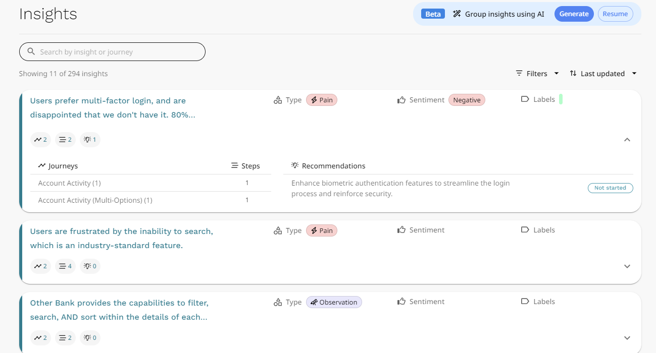 JourneyTrack Software - Keep all your insights at your fingertips across journeys and workspaces. Leverage our AI integration to label and organize them. Insights Hub 2.0 is the single source of truth.