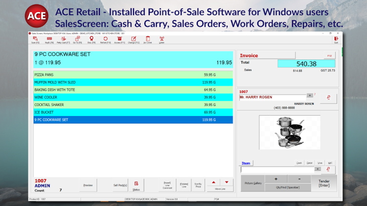 ACE Retail POS screenshot: Ace Retail POS installed on Windows