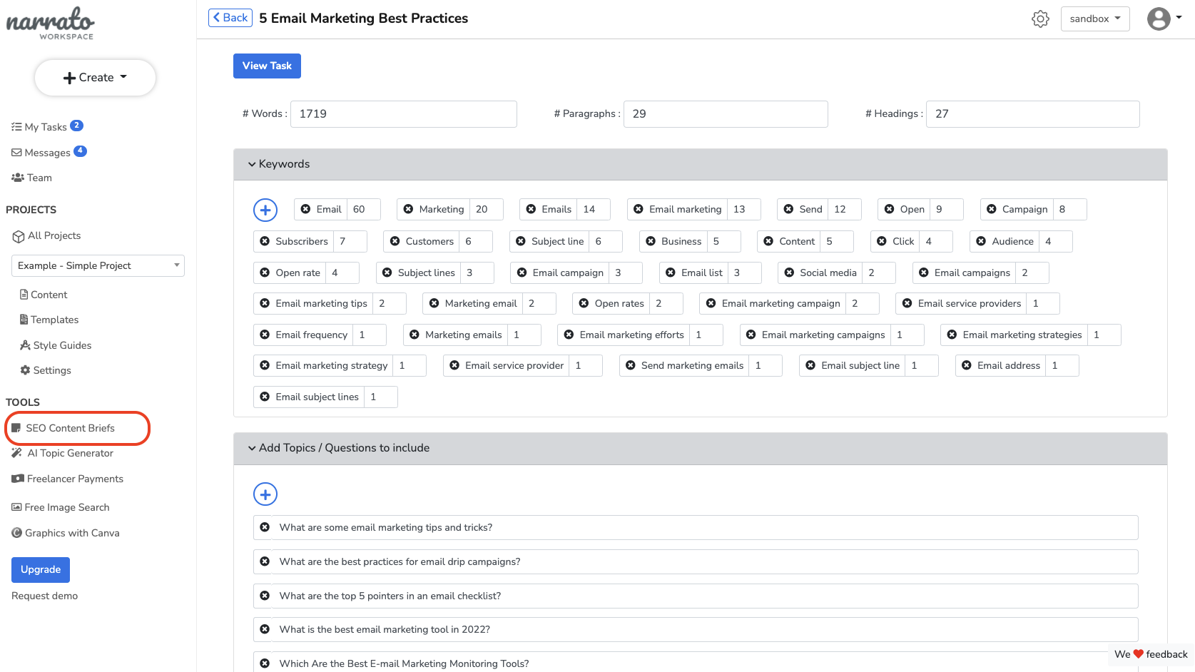 Narrato Workspace Software - 3