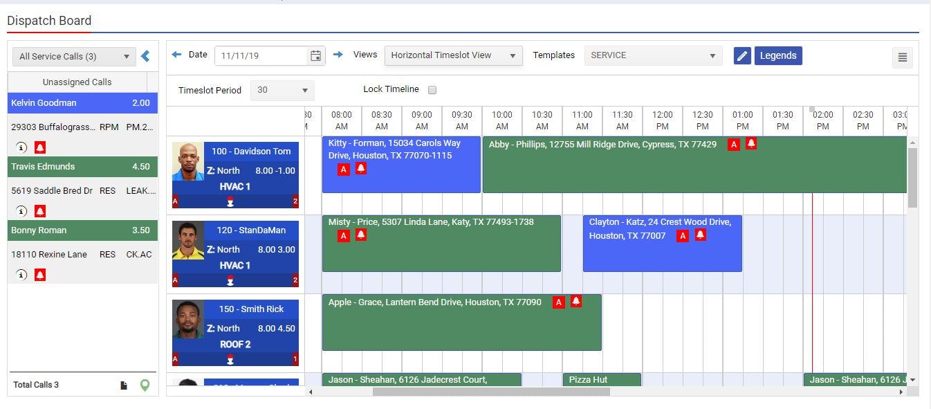 SAWIN Software - SAWIN dispatch board