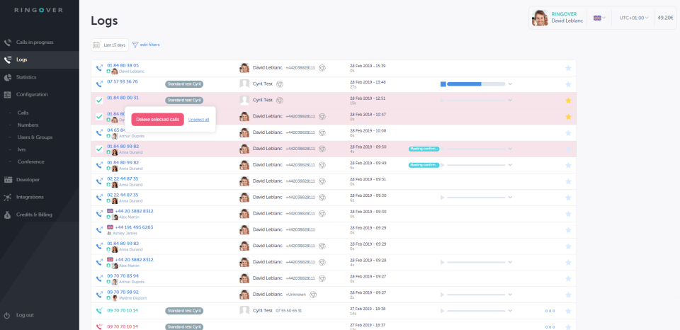 Check advanced call logs