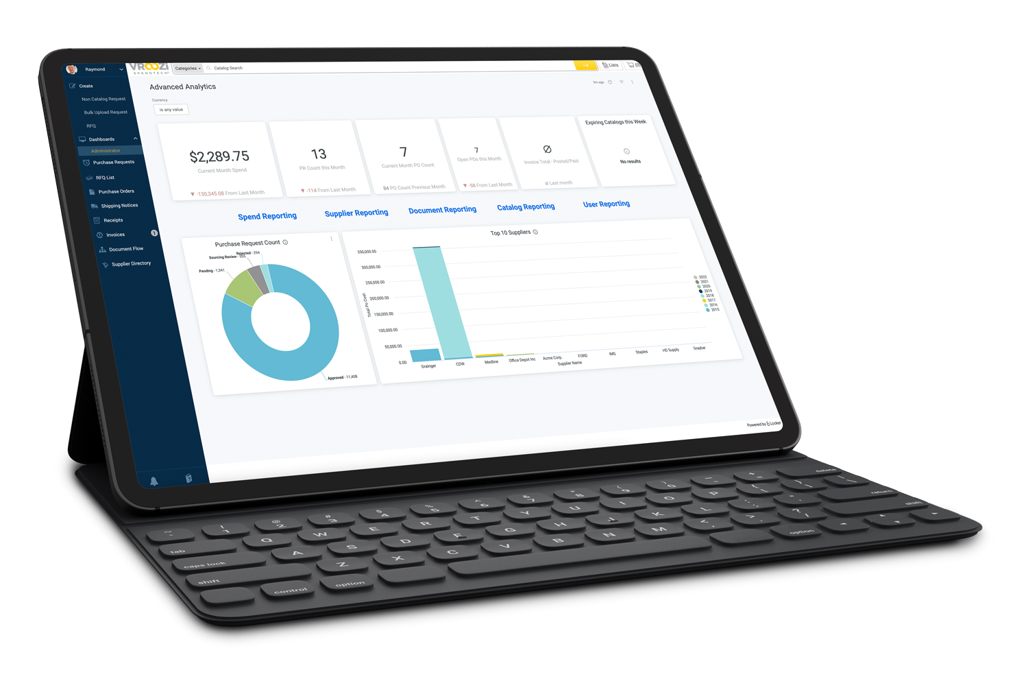 Built-in Reporting & Analytics -  Capture purchasing history by department, spend category, and supplier. View changes and price trends with different catalog versions.