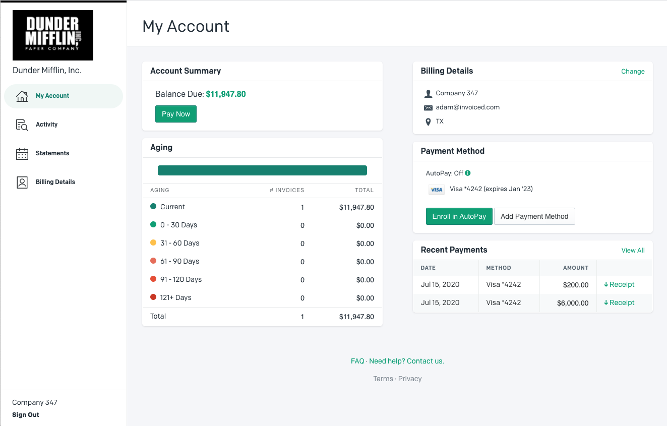 Modern, Easy-to-Use Billing and Payment Portal for Customers