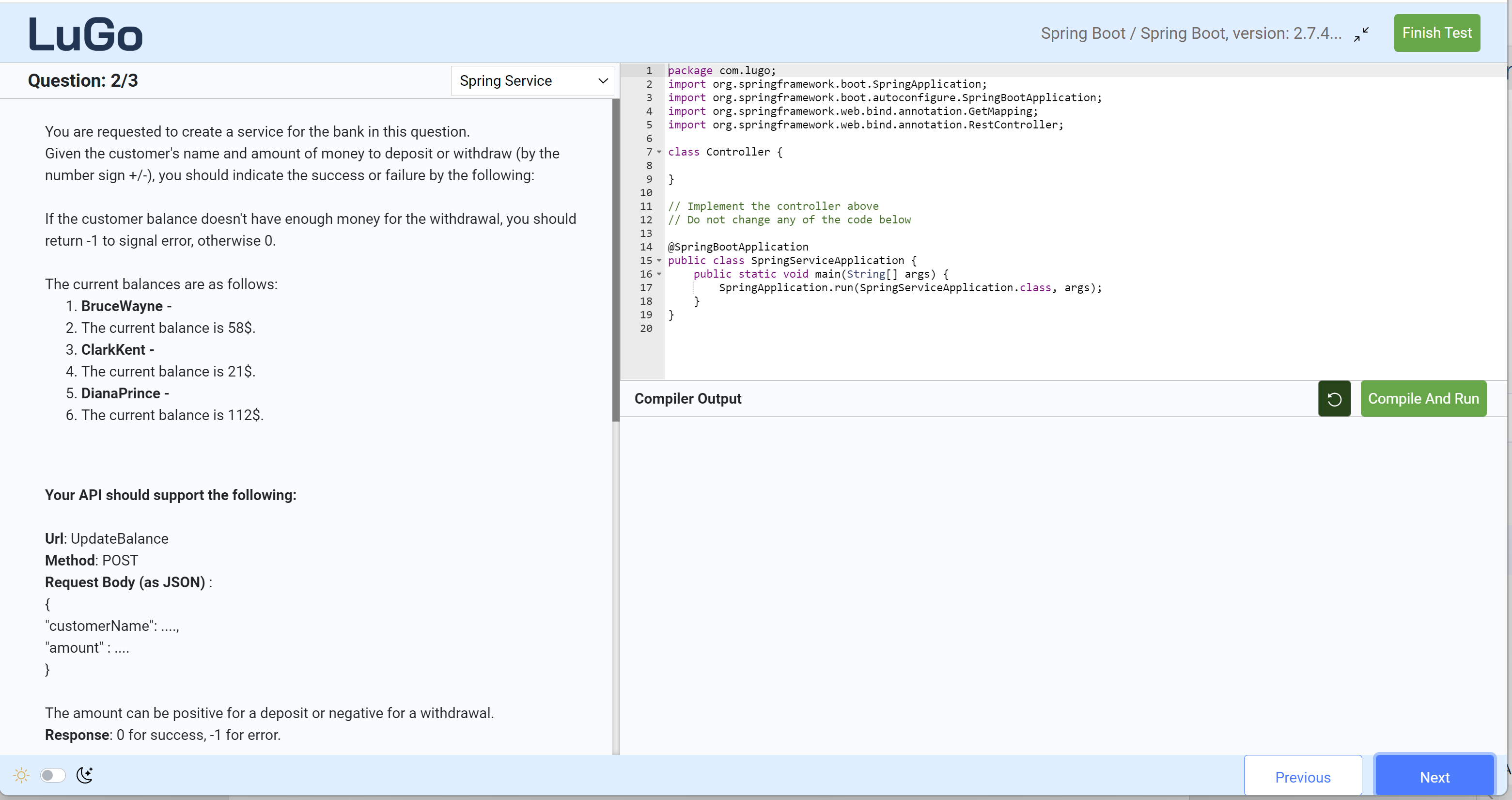 LuGo-Test screenshot: Test Application 