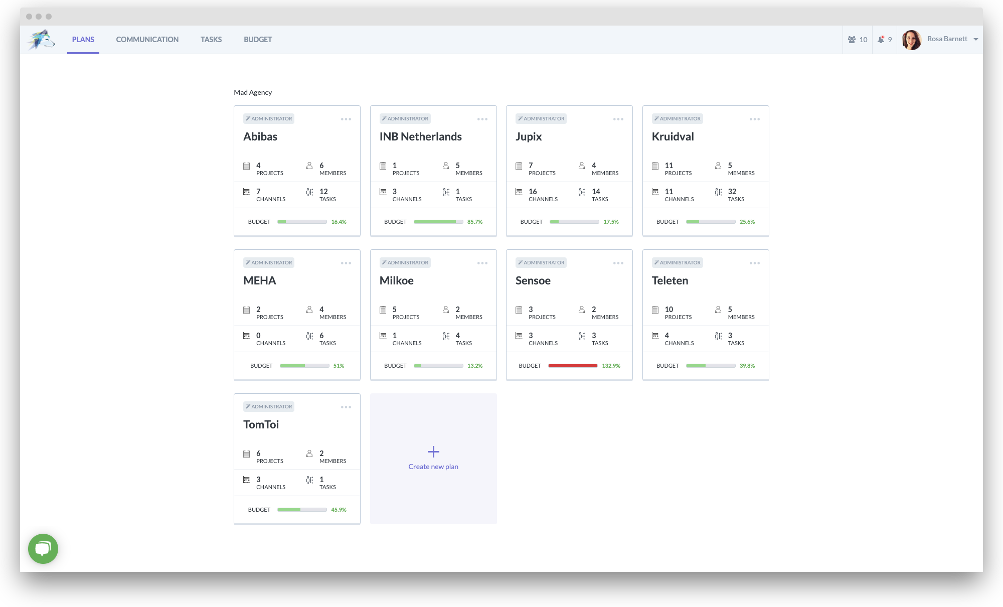 Husky Marketing Planner screenshot: Husky Marketing Planner: Plan management