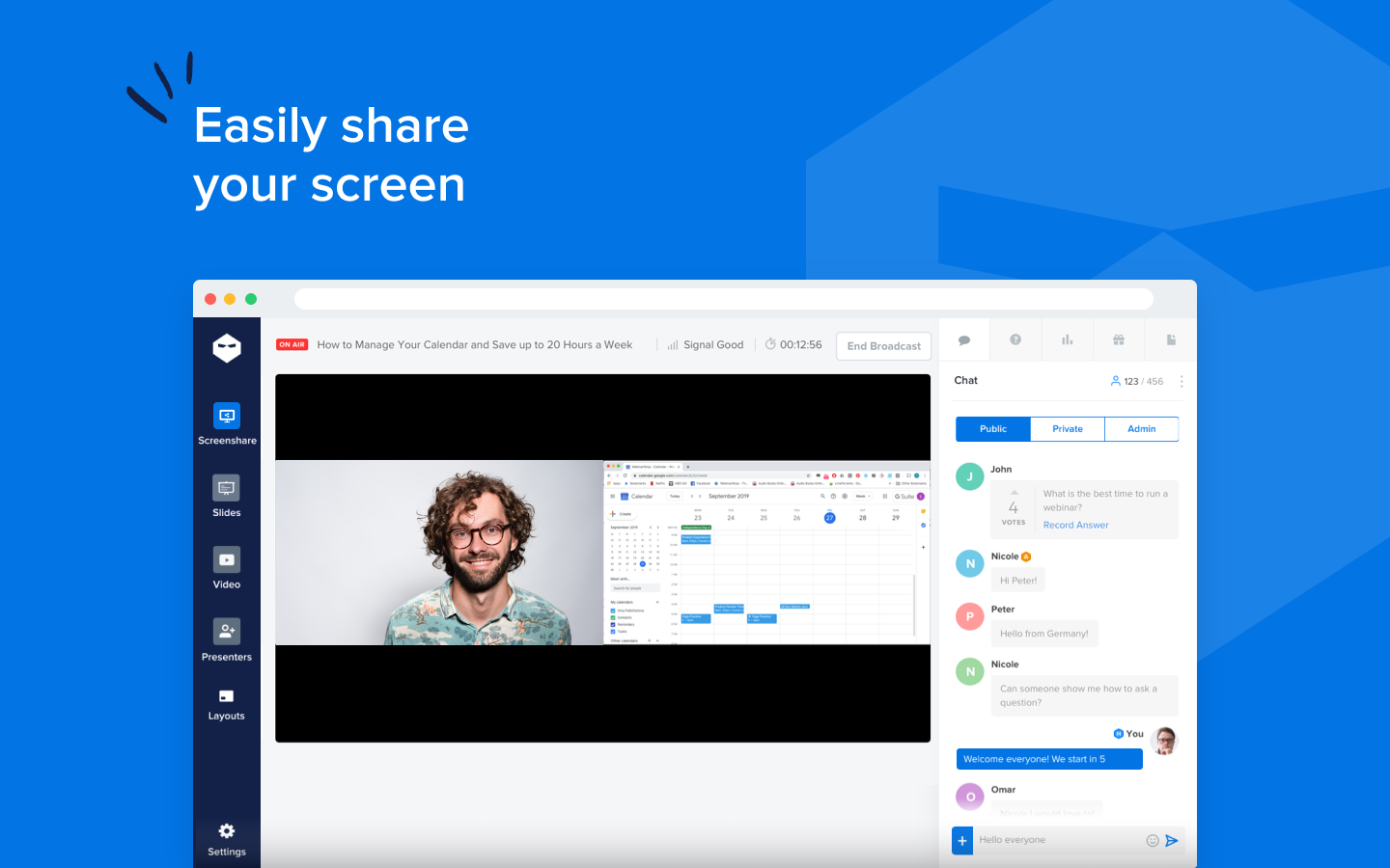 Share screen and dynamic layouts