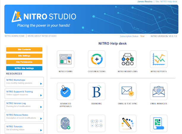 NITRO Studio screenshot: NITRO Studio interface