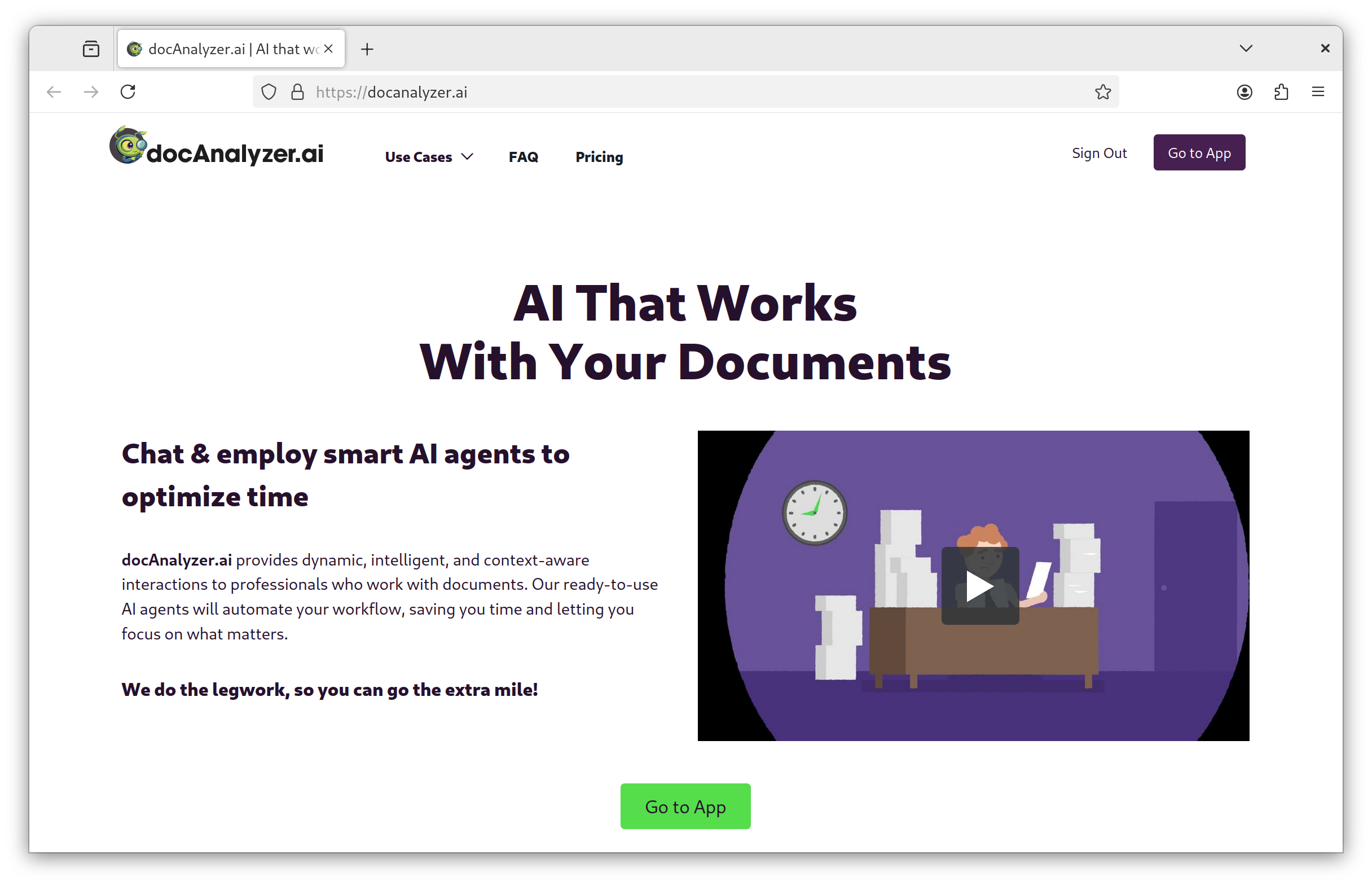 docAnalyzer.ai screenshot: Home page
