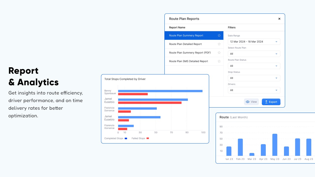 Upper Software - Get insights into route efficiency, driver performance, and on time delivery rates for better optimization.