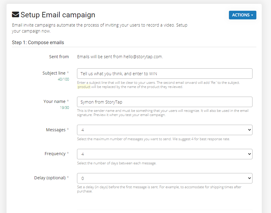StoryTap email campaigns