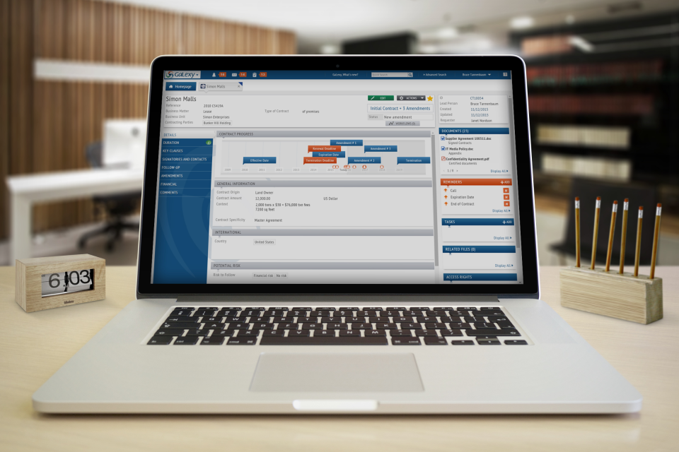 Legal Suite screenshot: View contract details & progress