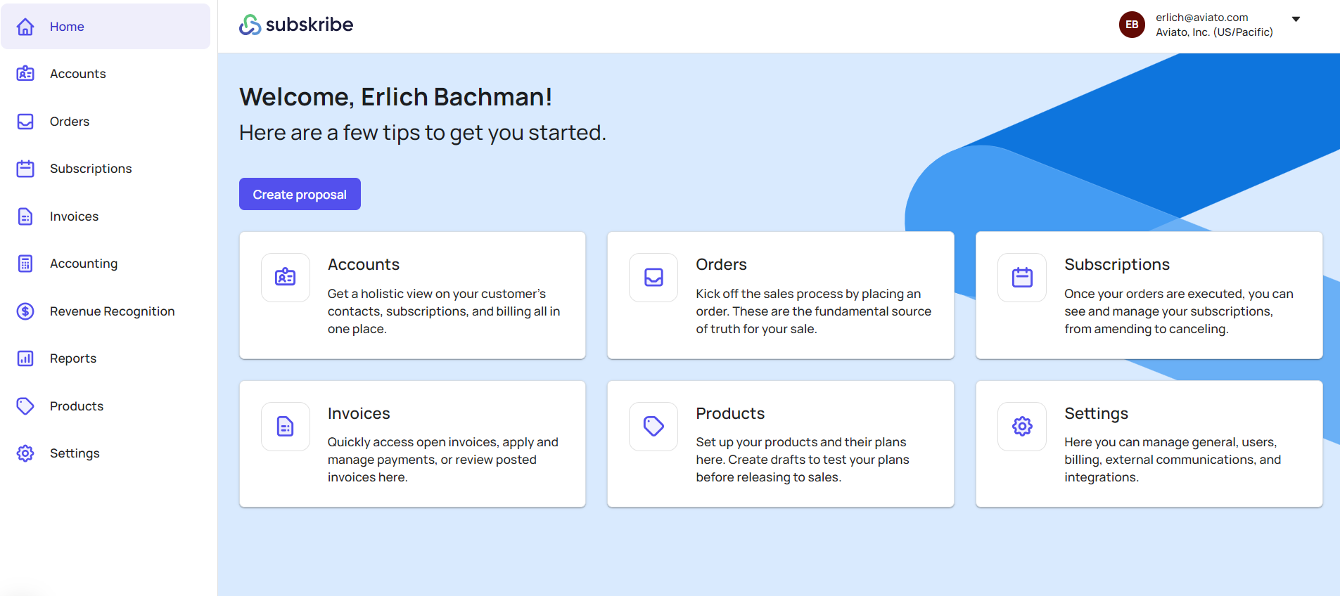 Subskribe screenshot: Subskribe home page