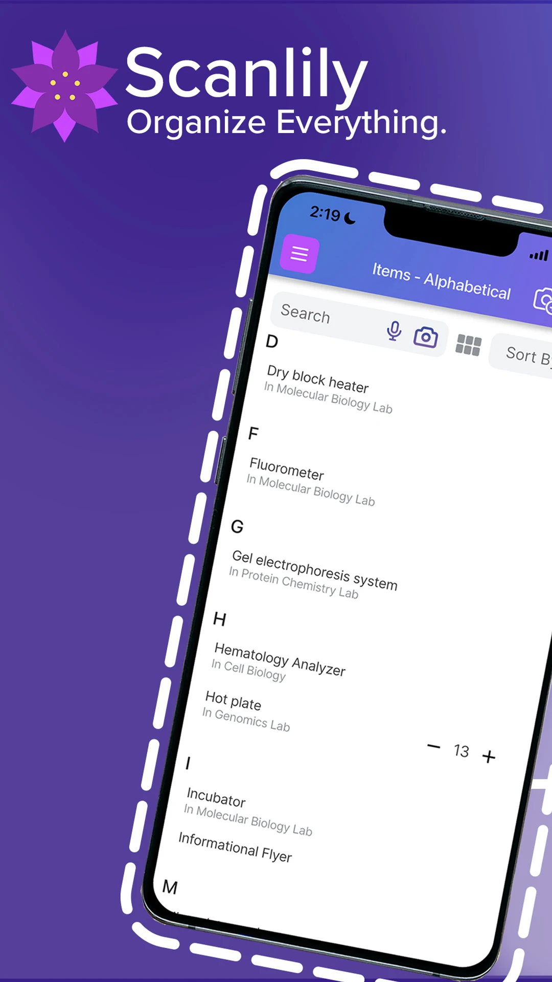 Scanlily screenshot: Scanlily items view