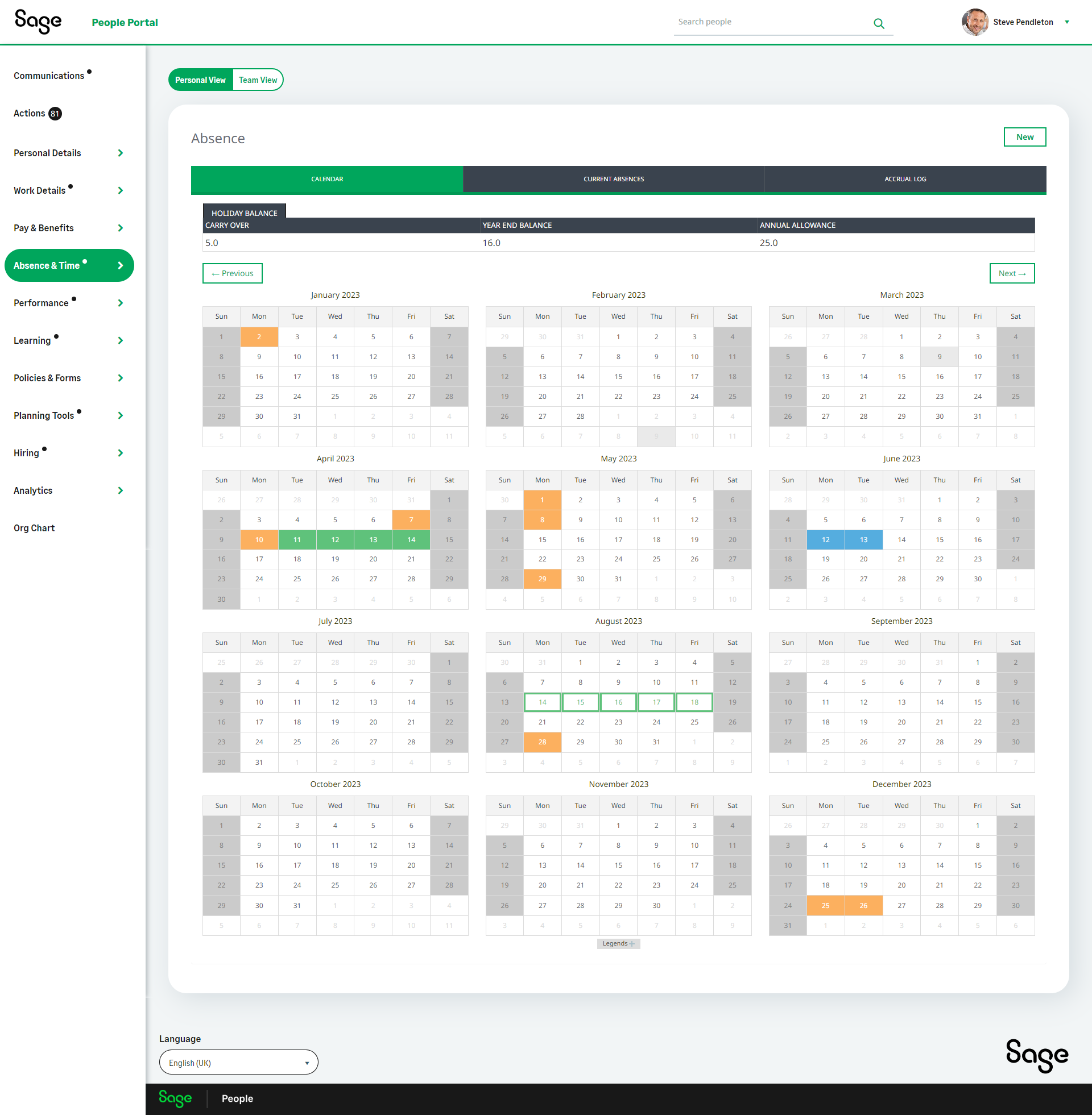 Sage People Software - Empower employees to easily book and manage their absences