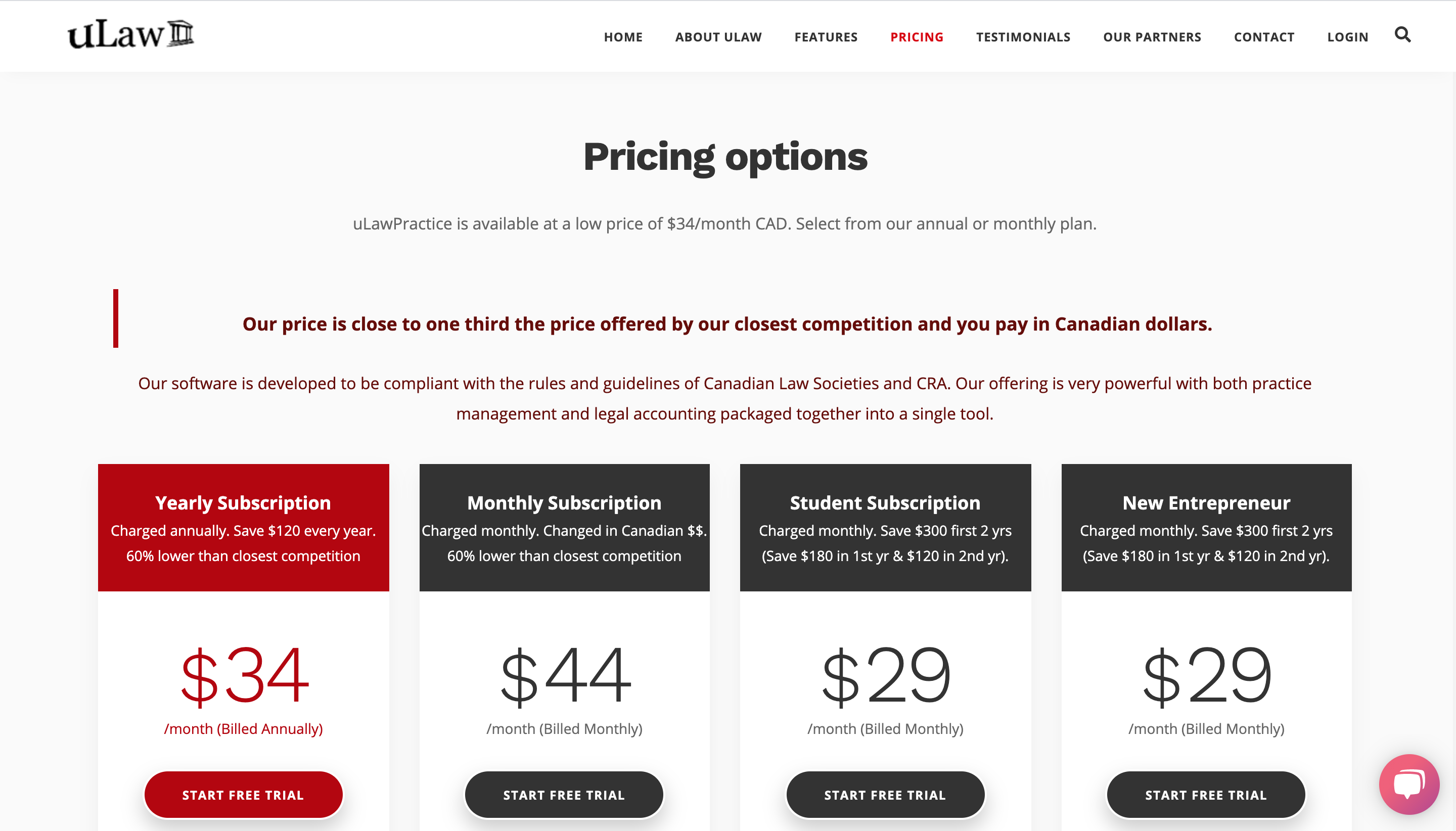 Prices in Canadian dollars for Canadian Legal Practitioners