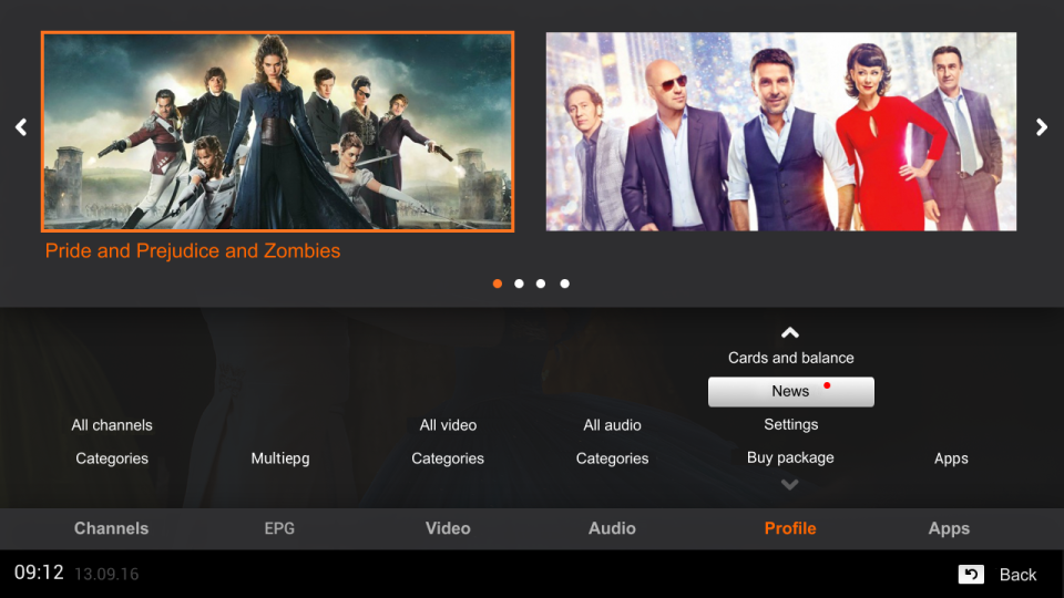 Telebreeze main menu