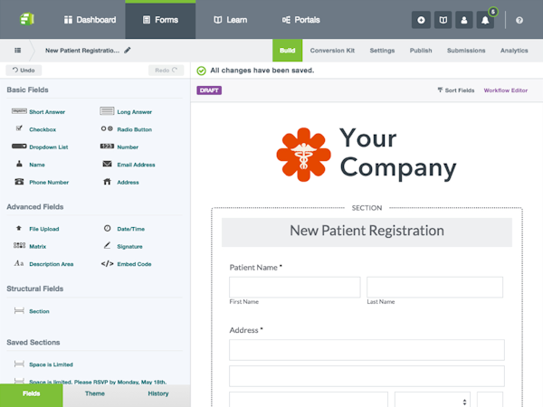 Formstack Forms screenshot: Create custom forms