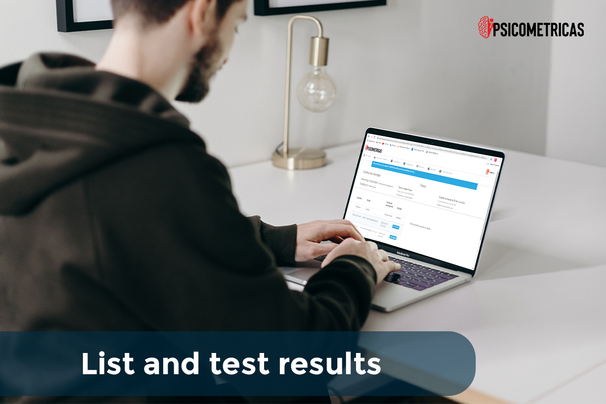 Save time in the evaluation and interpretation of psychometric tests. Graphically view the results of the evaluations in real time and export the result in PDF format.