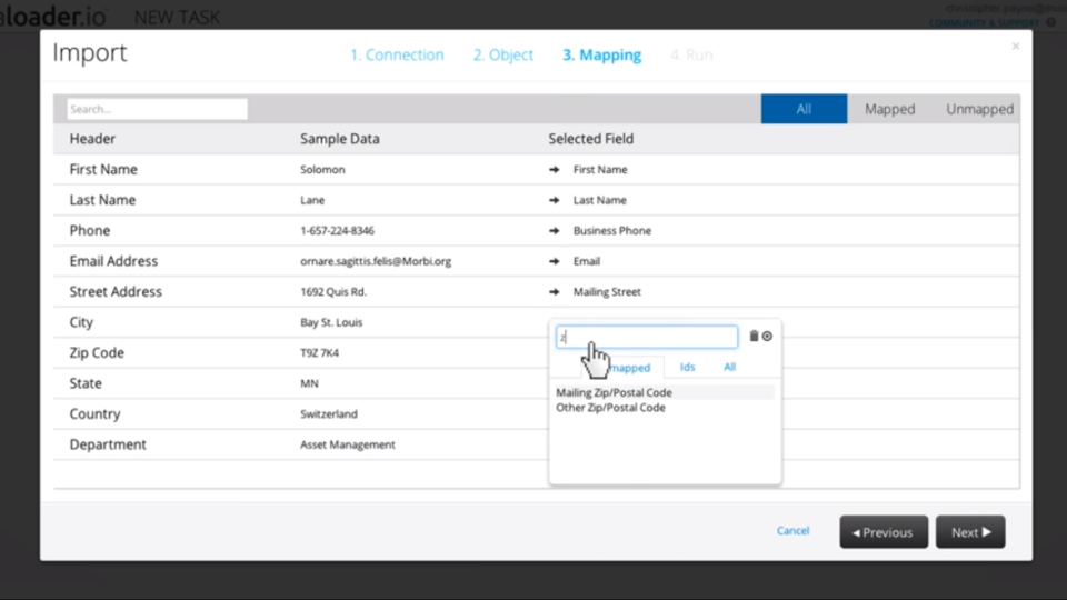 dataloader.io Software - dataloader.io data mapping