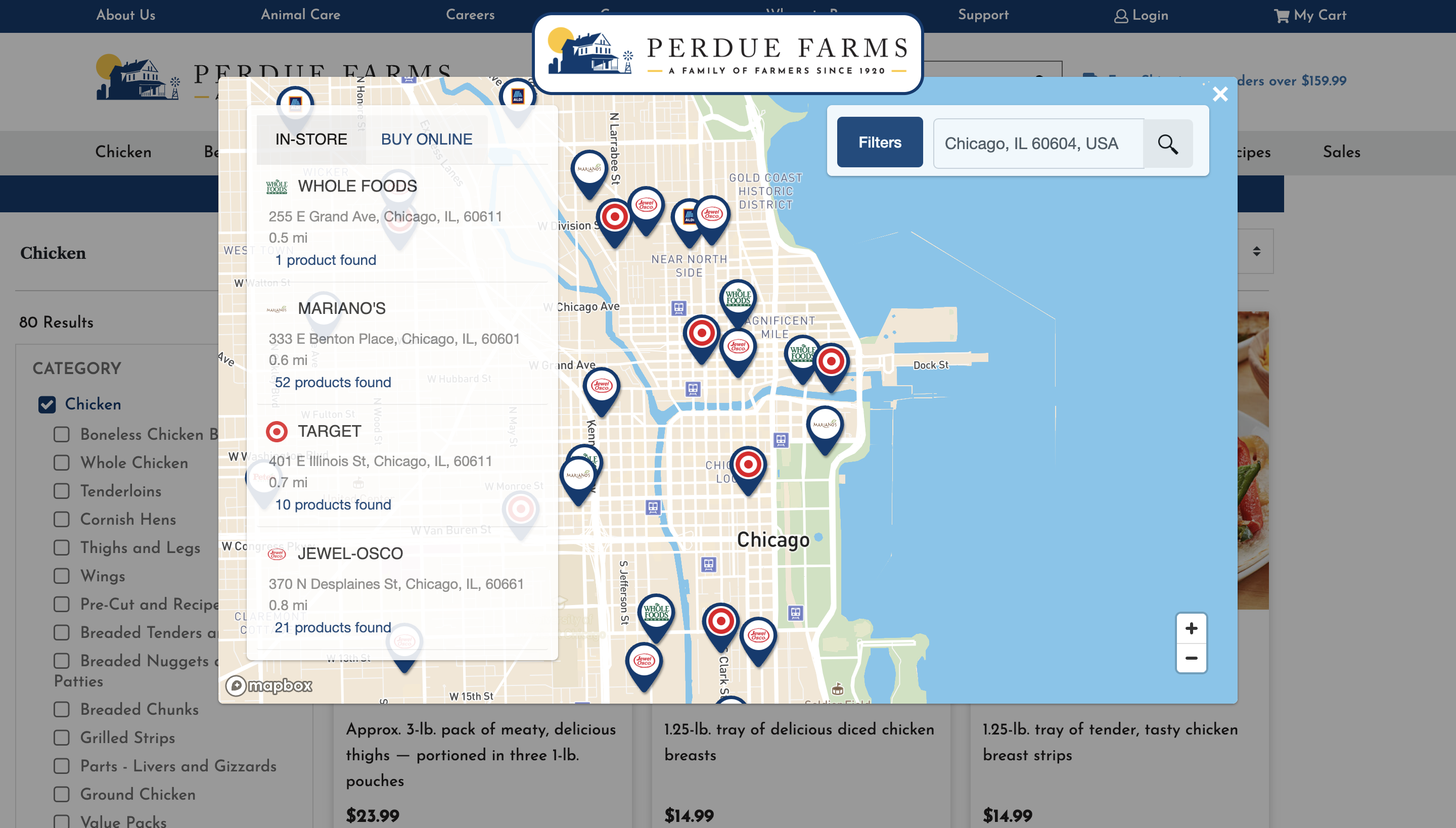 Pear Commerce Software - Perdue Farms's shoppable store locator, powered by Pear. Real-time inventory scanning ensures only in-stock locations appear for any UPC in any shopper's area. View in action here: https://www.perduefarms.com/ (select "Where to buy")