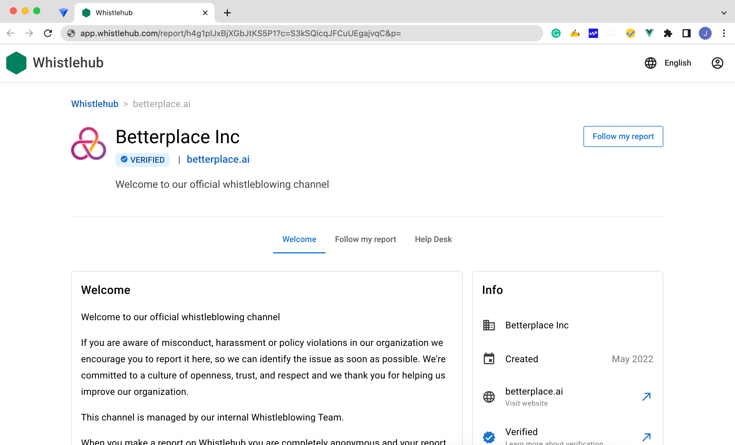 Whistlehub screenshot: Whistlehub reports page