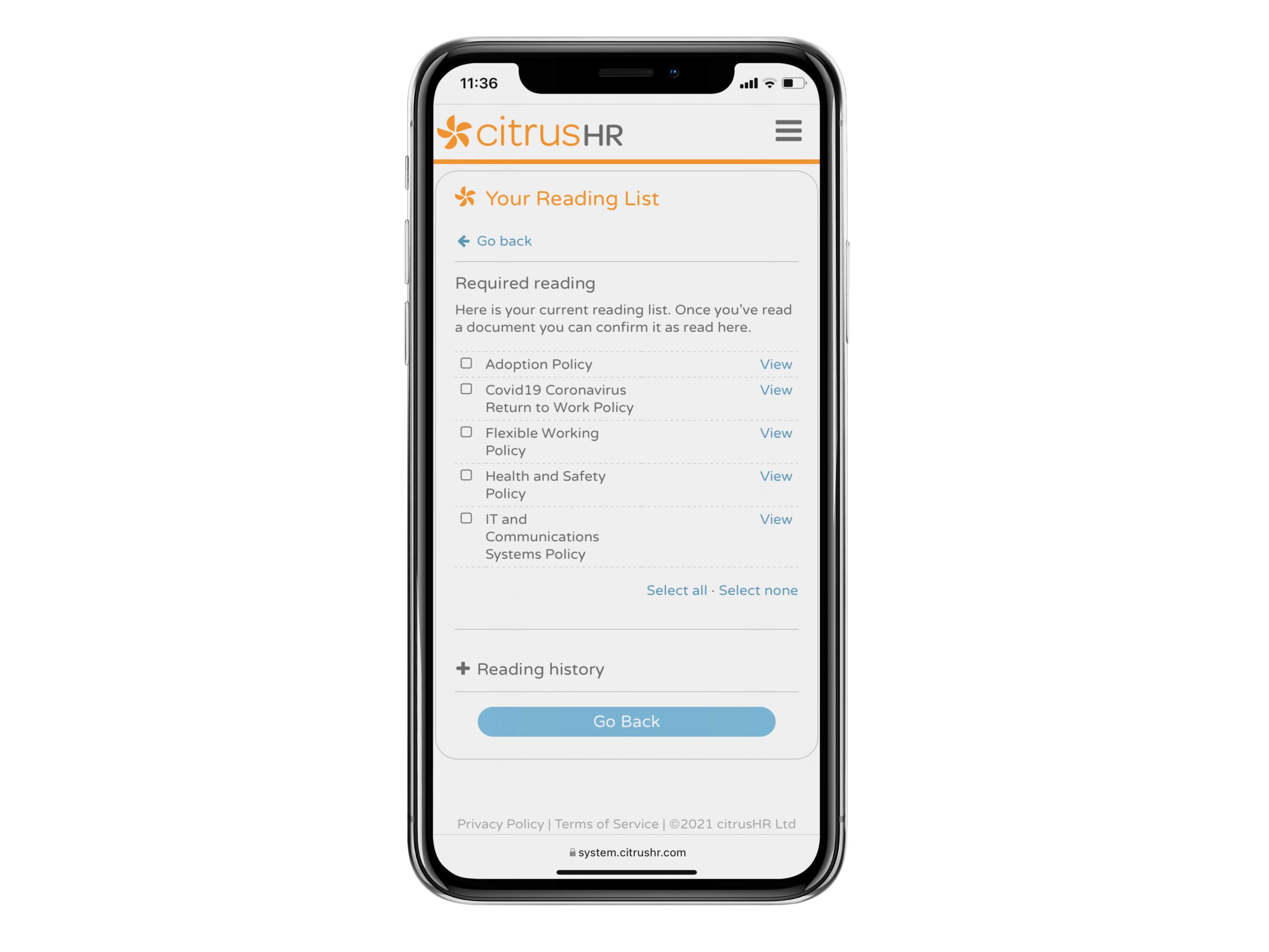 citrusHR Software - citrusHR is mobile optimised for tasks such as expense claims, holiday requests, and contact info lookup