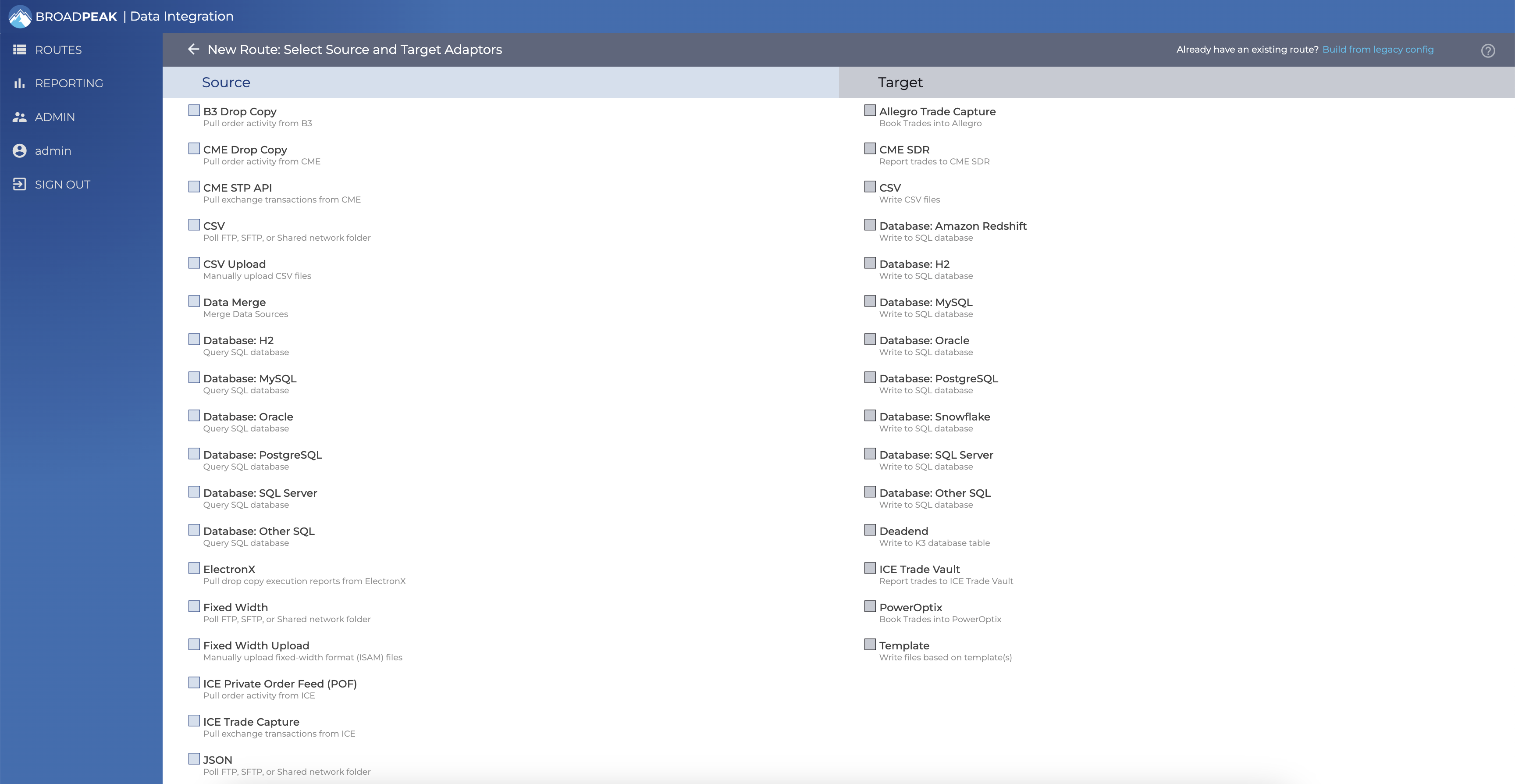 BroadPeak screenshot: Data Integration: Low-code connectors integrate legacy systems, modern APIs, and exchange feeds