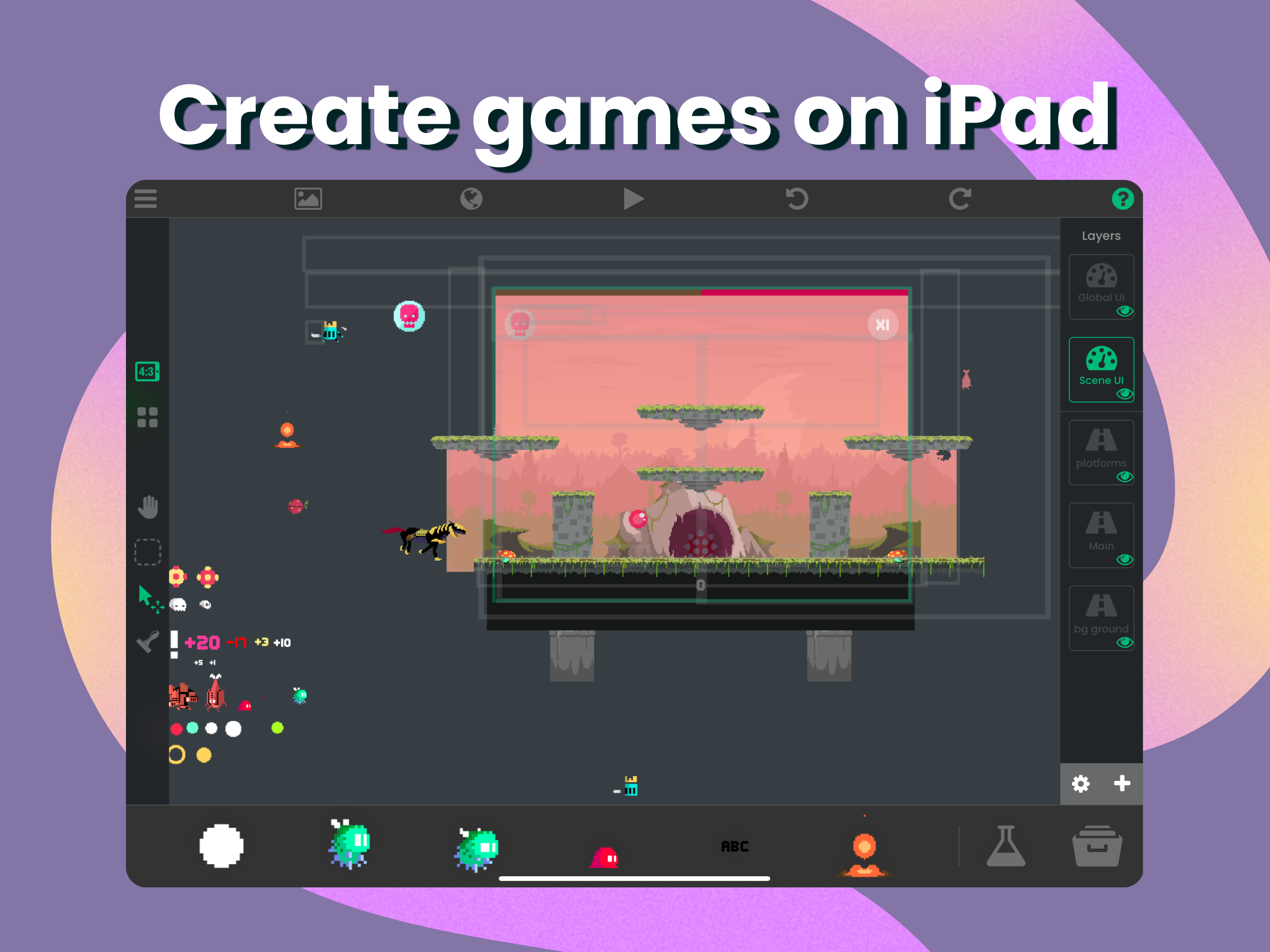 hyperPad screenshot: hyperPad creating games on iPad