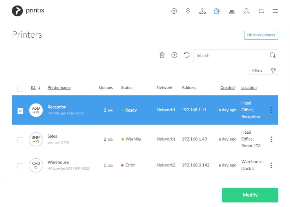 Central web-based management With Printix Administrator you can configure Printix and centrally manage your printers, print queues and print drivers from a web browser.