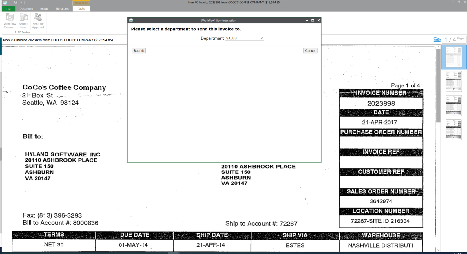 OnBase Software - Send to department