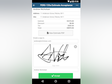 Fergus Software - Customers can sign your quotes and estimates for acceptance through the Fergus mobile app