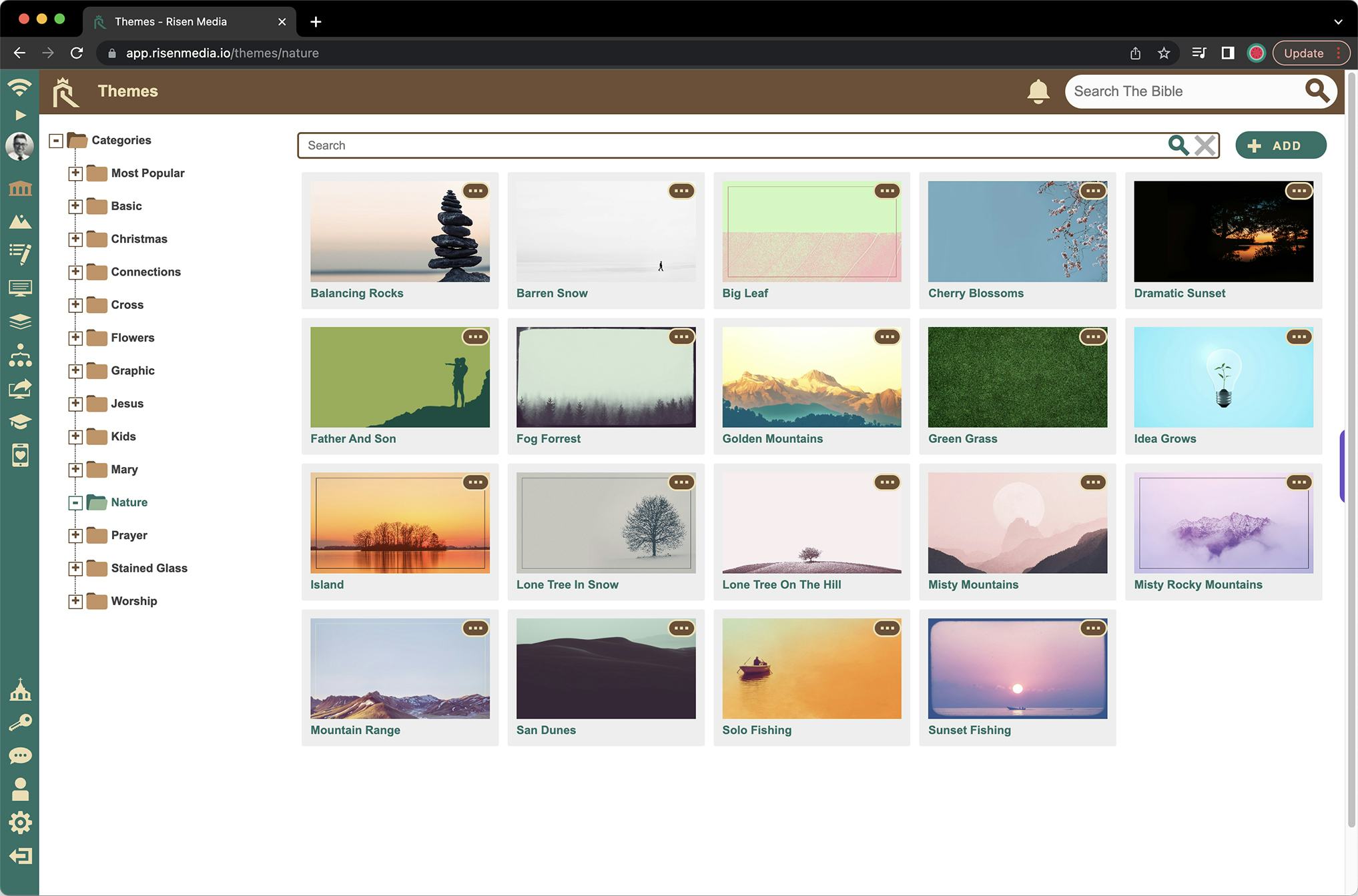 Risen Media Software - Risen Media has a large library of beautifully designed themes that you can choose from, and with a click on a button change for any other theme in our library without disrupting your layout.