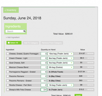Parsley inventory screenshot