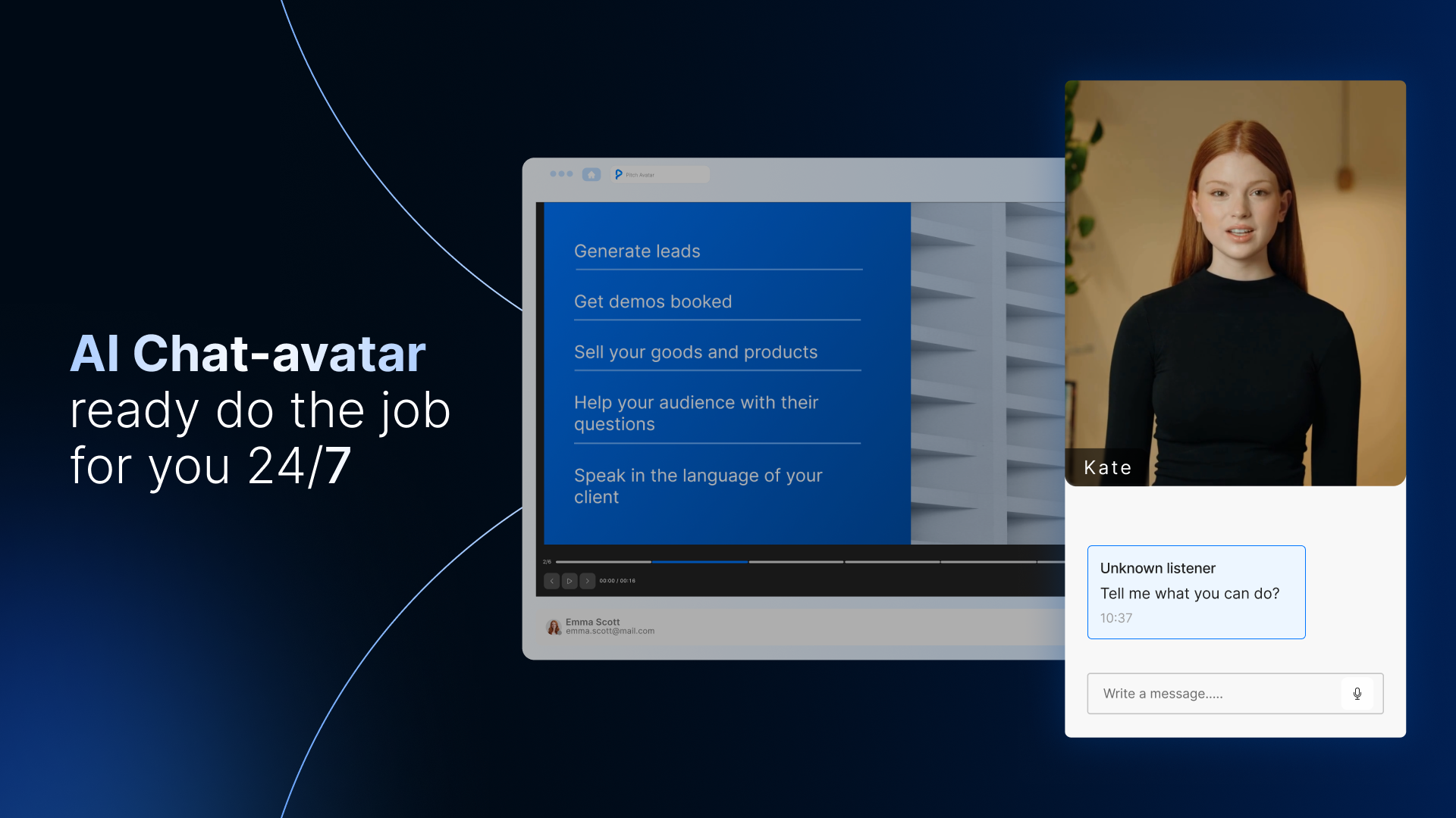 Pitch Avatar screenshot: Create role-based AI chat avatars for live interaction