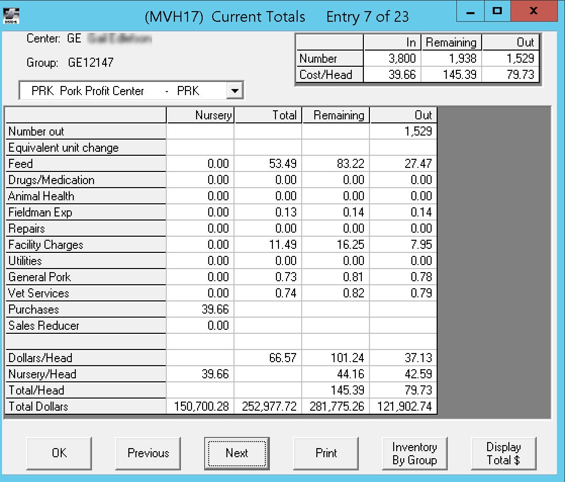 e.CLIPSE Software - Animal work-in-process costs automatically allocated and pushed through multiple stages.