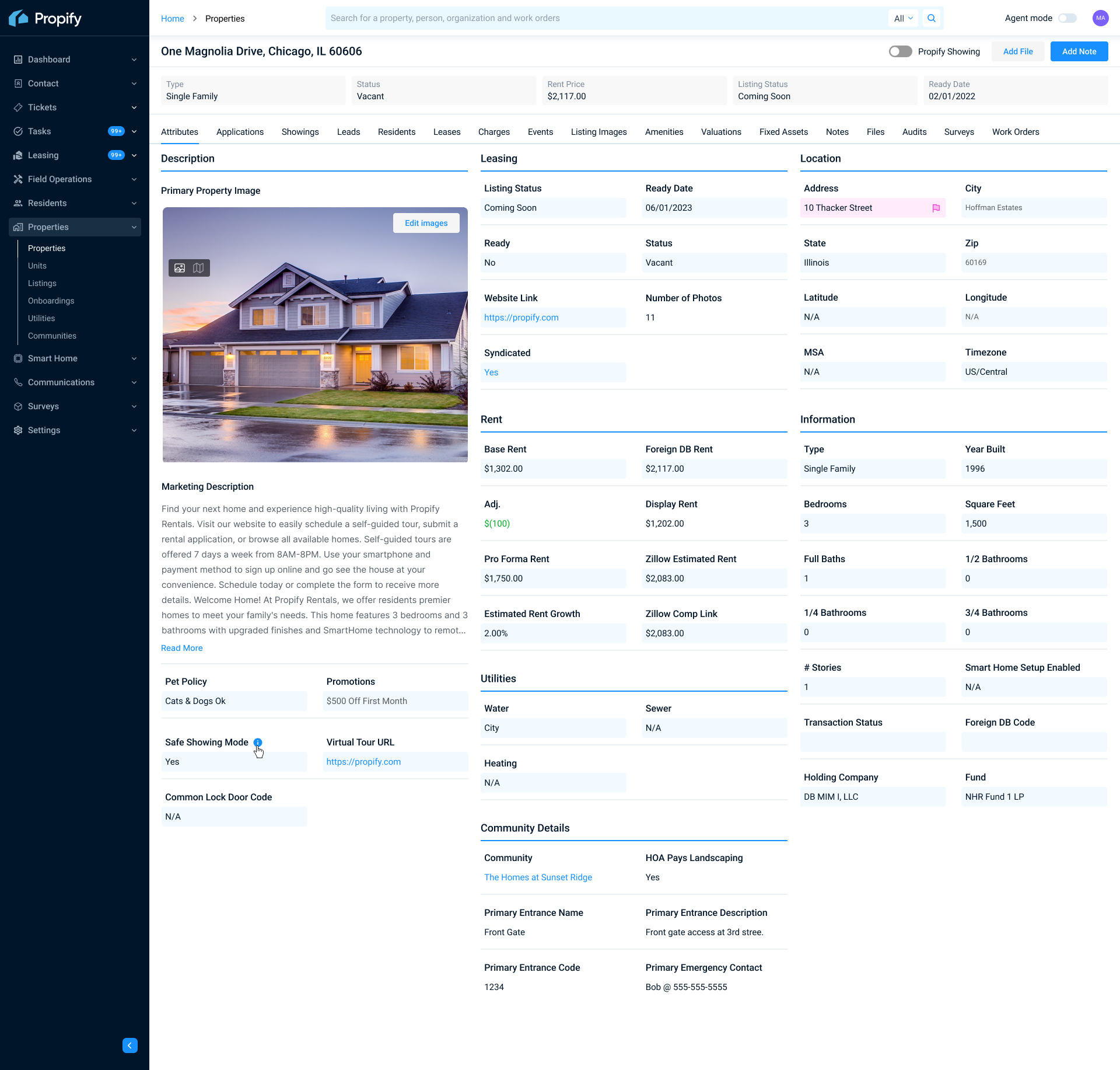 Propify screenshot: Property Details Page