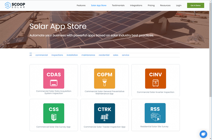 Scoop Solar practice templates screenshot
