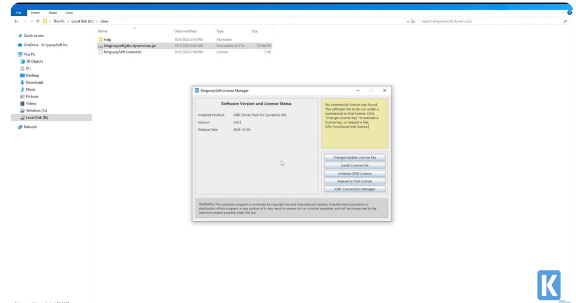 JDBC Driver Pack screenshot: JDBC Driver Pack license manager