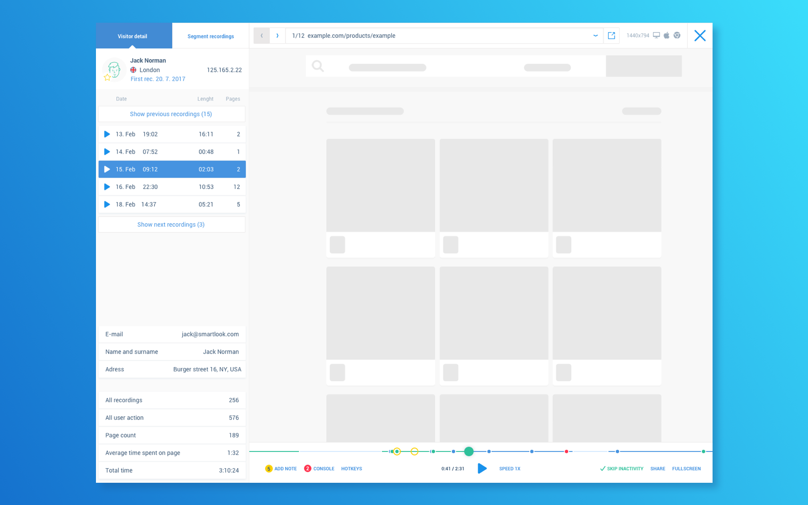 Website Visitor Recordings Player