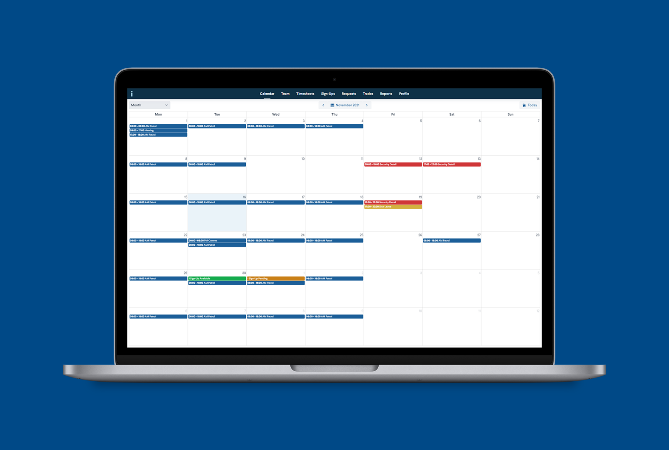 InTime Software - Employee's view of the work schedule