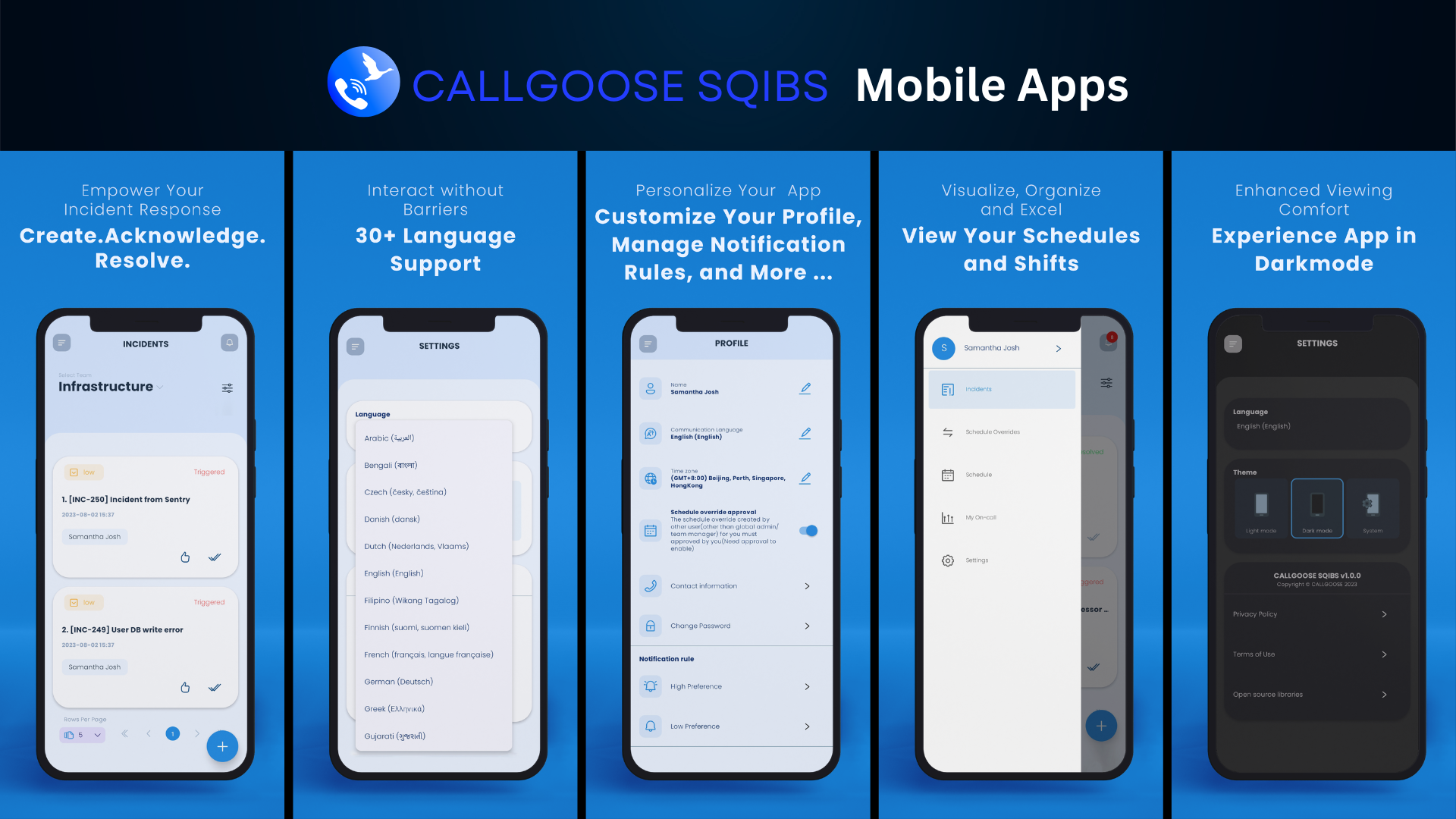 Callgoose SQIBS screenshot: Callgoose SQIBS mobile interface