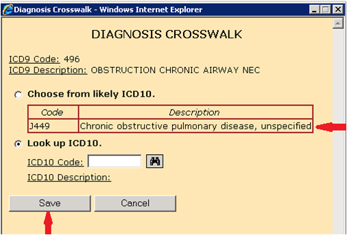 Diagnosis crosswalk